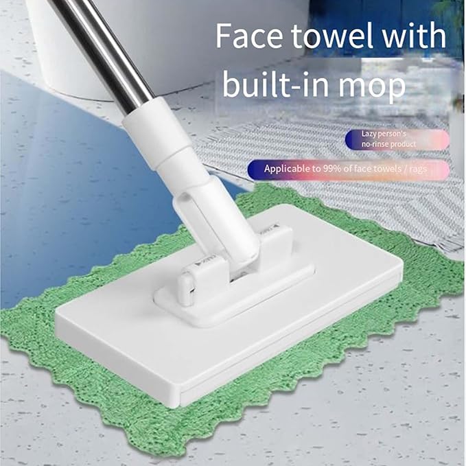 2026 New Zero Touch Mini MopDisposable Dust Mop with 4 Reusable Cloths and Locking Head Wet and Dry Automatic Gripping No-Touch Disposable Small Mops for Hardwood Tile Marble (2SET)