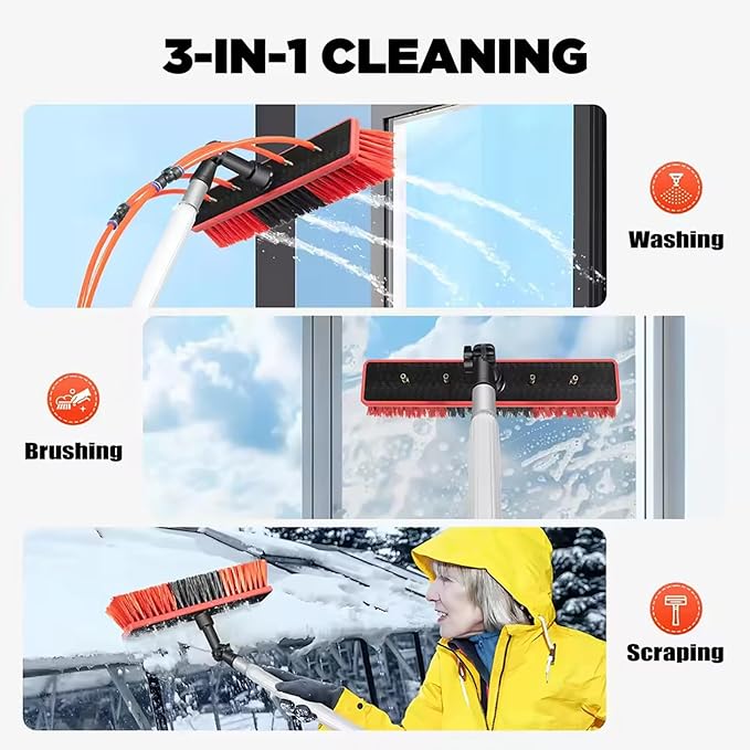 Telescopic Windows Cleaner Brush Solar Panel Windows Cleaning Brush Pole Extendable Water Fed Pole Kit for Roof Cleaning Photovoltaic and Solar Panels700cm