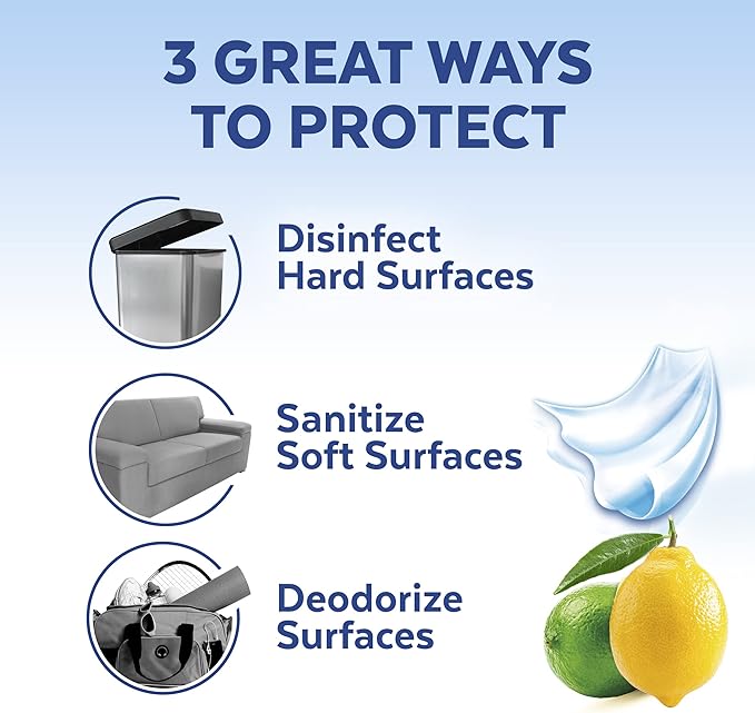 Lysol Disinfectant Spray Sanitizing and Antibacterial Spray For Disinfecting and Deodorizing Lemon Breeze 19 Fl Oz (Pack of 2) Packaging May Vary