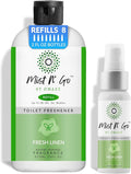 Mist N' Go by OMAZE Bathroom Odor Spray for Toilet Spray Refill Bottle - Multitasking Toilet Spray - Bathroom Spray Odor Eliminator for Strong Odors | Fresh Linen 16oz + 2oz
