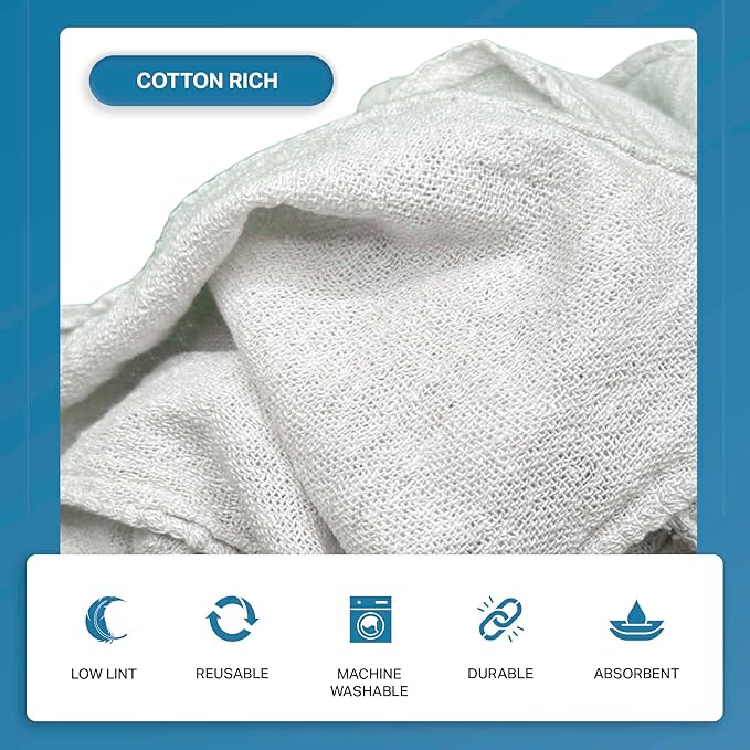 Angel-in-Armor Shop Towels (14”x14”) – 500 Unit Box of Lint-Free Cotton Shop Towel Cleaning Rags – Durable Shop Rags for Auto Garage Industrial and Commercial Use