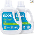 ECOS Laundry Detergent Liquid 200 Loads - Dermatologist Tested Laundry Soap - Hypoallergenic EPA Safer Choice Certified Plant-Powered - Lemongrass 100 Fl Oz (Pack of 2)