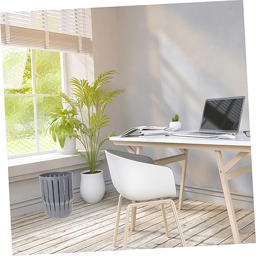 Uonlytech Small Grey Trash Can Without Lid Versatile Wastebasket for Office Bedroom Bathroom Material Easy to Clean Compact Design for Convenient Disposal