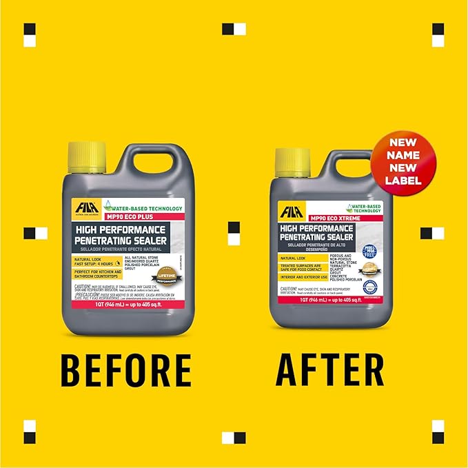 FILA Natural Stone Sealer MP90 ECO Xtreme Natural Look Sealer and Stain Protector Ideal for All Natural Stone Polished Porcelain Tile and Grout Eco-Friendly Water Based 1 QT
