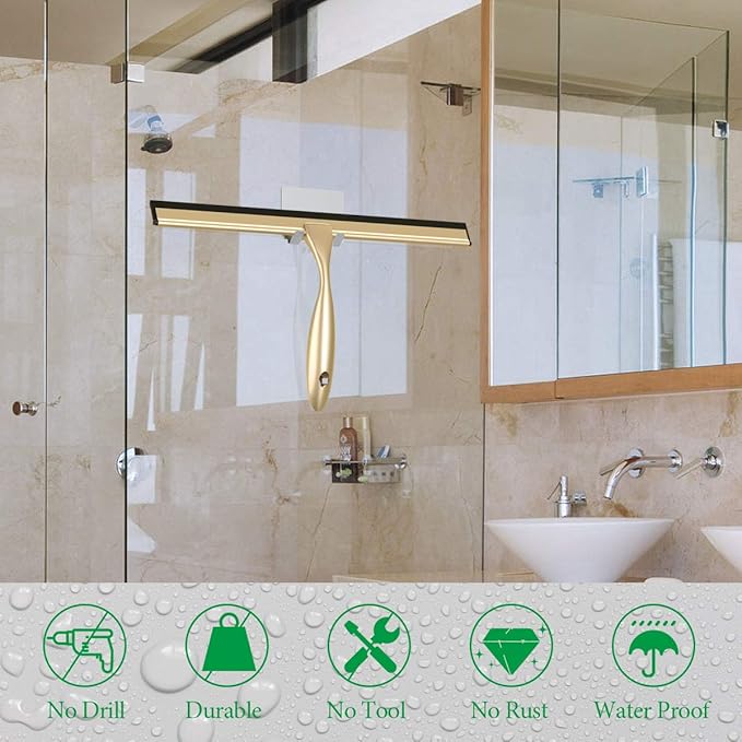 Stainless Steel Squeegee for Shower Doors All-Purpose Shower Squeegee for Bathroom Window and Car Glass 14 Inches