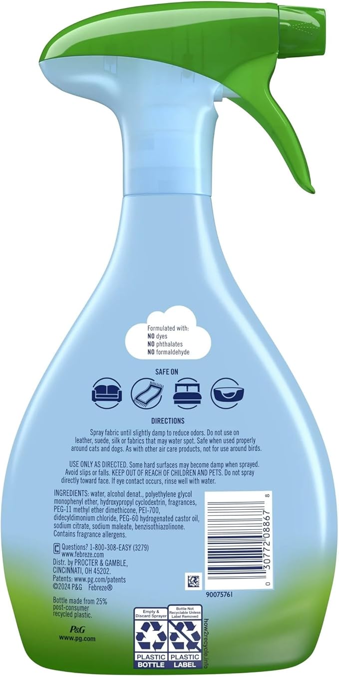 Feb+reze Fabric Spray Air Freshener Odor-Fighting Fabric Refresher Pet Odor Fighter 23.6 fl oz (Pack of 2)