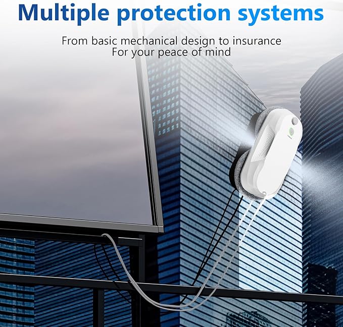 Tosima W5 Window Cleaning Robot Dual Direction Auto-Spray Smart Window Cleaner with Triple Safety System Smart Navigation Remote Control for All Smooth Surfaces with 8 Rags White