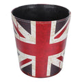 VALICLUD European Style Leather Wastebasket with Union Jack Pattern Large Household Trash Can Open Top Decorative Garbage Bin for Office and Home Storage