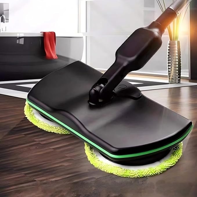 Electric Spin Mop Cordless Floor Scrubber &amp Polisher Powerful Dual Motor Cleaner for Home Kitchen Lightweight Handheld Design Adjustable Extension HandleIncludes 10 PCS Cleaning Cloths