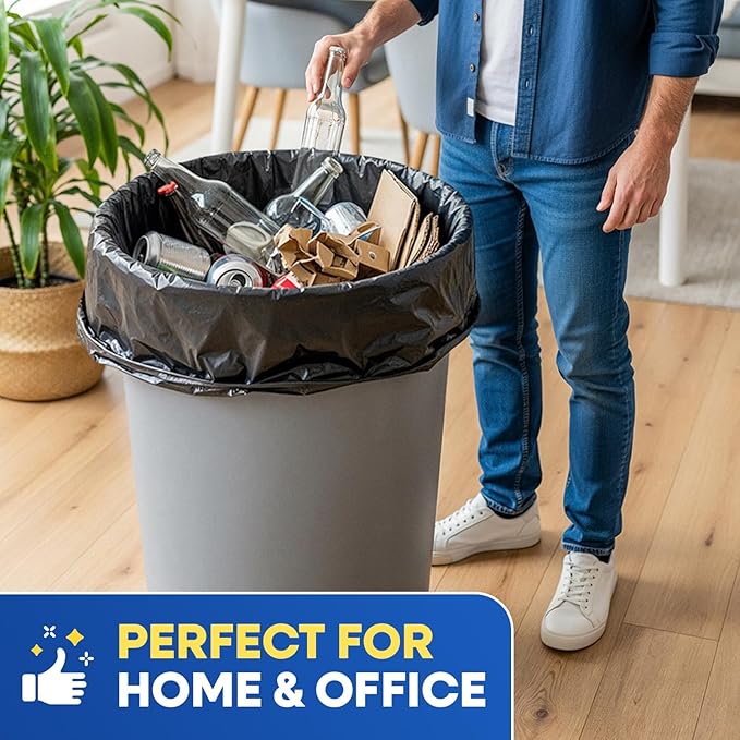 55 Gallon Trash Bags Heavy Duty Large Contractor Garbage Bags for Rubbermaid Brute 44-55 Gallon Trash Cans 38x58 Black Trash Can Liners 1.5 Mil Pack of 100