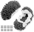 8 Pcs Mop Slippers Socks Floor CleaningMicrofiber Shoe Covers dust Washable Reusable for Woman Man House Kitchen (Dark Grey)