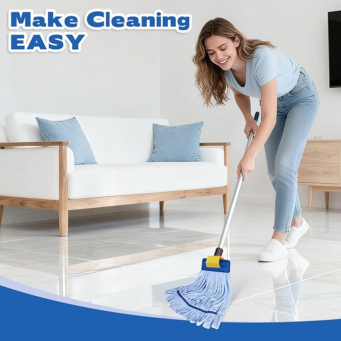 Large Microfiber Tube Mop HeadsTube Wet Mop Refill (6 inch)Blue Heavy Duty Industrial Wet Mop Head Refill Highly AbsorbentCommercial Mop Head ReplacementMachine WashableHardwood Floors(6)