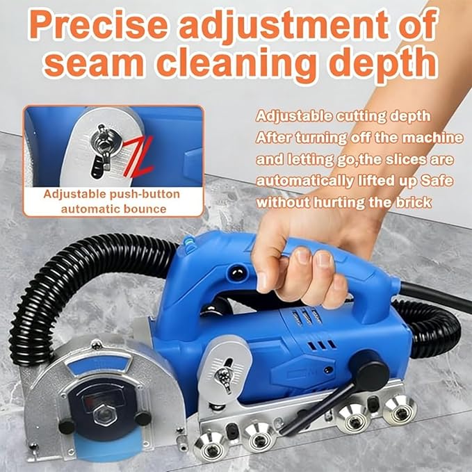 Professional 1200W Grout Remover Tool 9000RPM High-Speed Electric Tile Seam Cleaning Machine for DIY Regrouting and Cleaning Old Cement Between Ceramic Tiles(Machine+2.2mm Seam Cleaning Shee