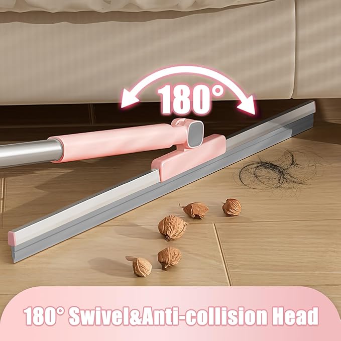 Heavy-Duty 20 Floor Squeegee &amp Silicone Broom for ConcreteTile Garage Windows Commercial Squeegee Broom with Long Handle Pet Hair Dust &amp Liquid Remover for Floors/Rugs(Pink)