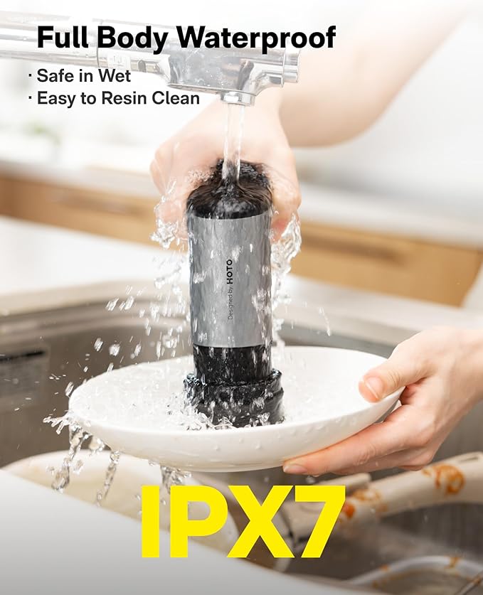 HOTO Grip™ Cordless Electric Spin Scrubber IPX7 Waterproof Lightweight at 0.65 lb with 6 Brush Heads Powerful Cleaning Scrubber for Bathroom Kitchen Tile Shower