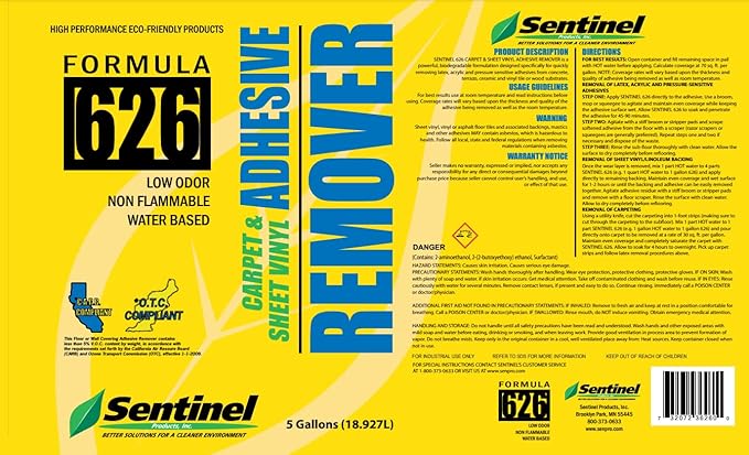 Sentinel Formula 626 Carpet and Sheet Vinyl Adhesive Remover 5 Gallons