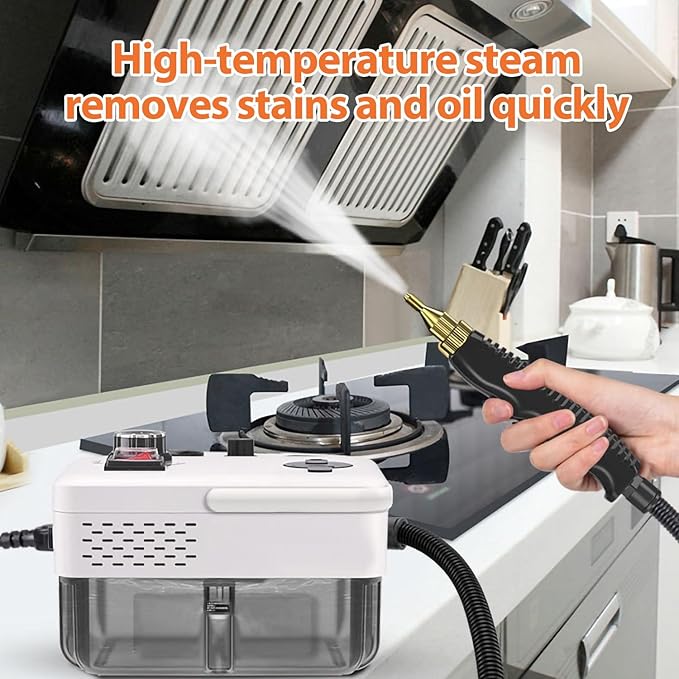 Pressurized Handheld Steam Cleaner for Home 10s Heat-Up Handheld Steamer for Cleaning3Bar pressure1950W power1.7 Qt Tank Portable Steam Cleaner Handheld for KitchenCarTileWindowFloor