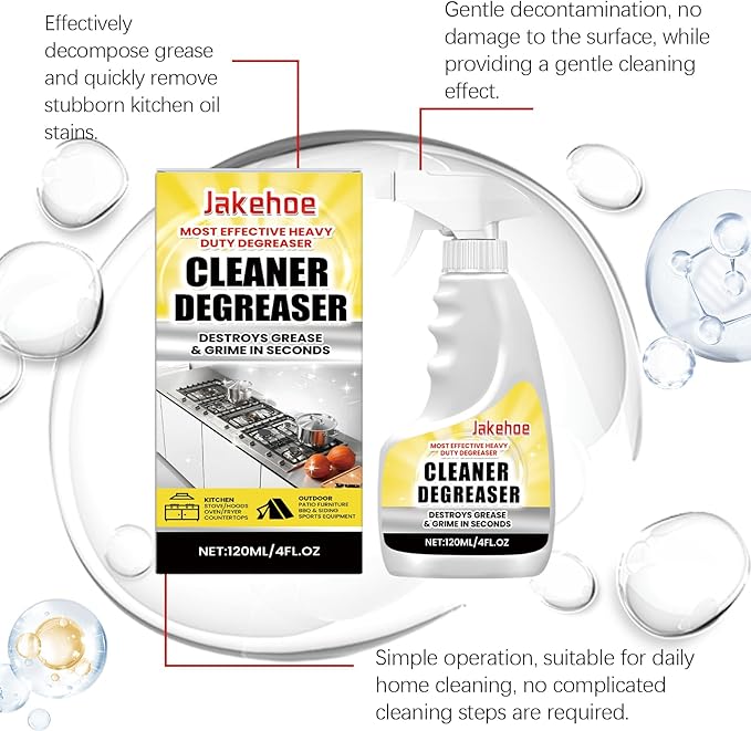 Heavy Duty Cleaner Degreaser 120ml/4 FL OZ Fast-Acting Kitchen &amp Outdoor Grease Remover Spray