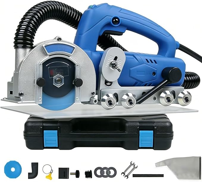 Professional 1200W Grout Remover Tool 9000RPM High-Speed Electric Tile Seam Cleaning Machine for DIY Regrouting and Cleaning Old Cement Between Ceramic Tiles(Machine+1.2mm Seam Cleaning Shee