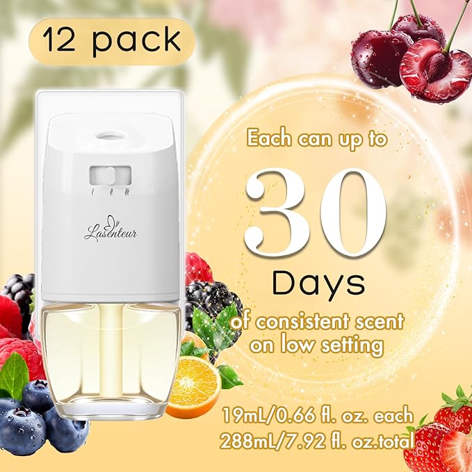 Plug In Air Fresheners for Home 12ct – Black Cherry Tropical Berries Citrus Honeydew Melon Wall Plug in Refills Room Freshener for Home Compatible with Air Wick &amp Glade Not for Glad Plus