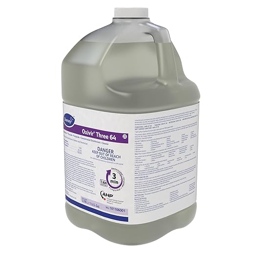 Oxivir Diversey 101106001 Three 64 Liquid Disinfectant Powered by Accelerated Hydrogen Peroxide (AHP) Unscented Concentrate 1-Gallon