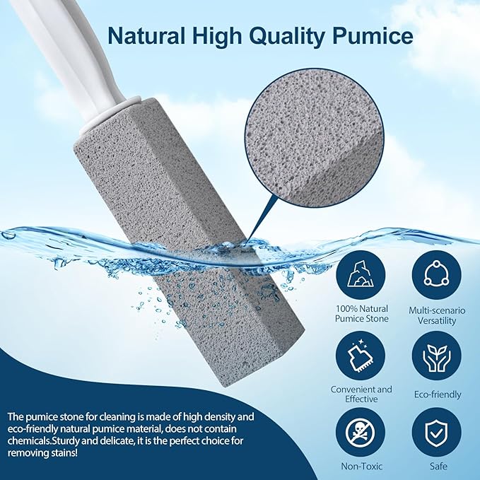 Pumice Stone Toilet Bowl Cleaner 12 Pack Pumice Stone for Cleaning Toilet with Handle Bathtubs Sinks Grills Swimming Pools