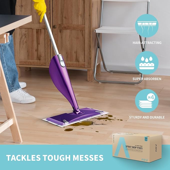 AIR U+ Disposable Mop Pad Refills for Swiffer Wet Jet Mops Thickned and Absorbent Wet Pads Refill 60 Count