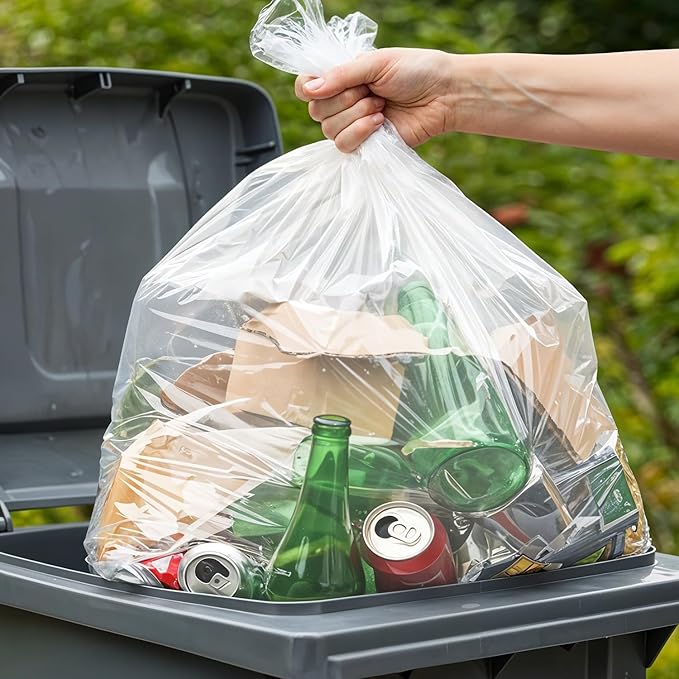 40-45 Gallon Trash Bags Heavy Duty 2 Mil Fit Rubbermaid Brute Rollout Round and Square 32-44 gal Trash Cans 40 x 46 Trash Liners Clear Pack of 100