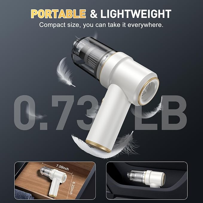 KMM Handheld Car Vacuum Cleaner 9000PA Vacuum Cleaner &amp Air Duster 120W High Power Vacuum Portable Cordless Hand Held Vacuum Rechargeable with Multi-Nozzles &amp LED Light for Home Car Offic