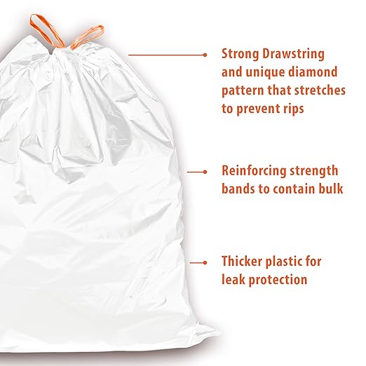 iTouchless Touchless Custom Fit Trash Bags Compactor Bags Heavy Duty Drawstring (60 13 Gallon)