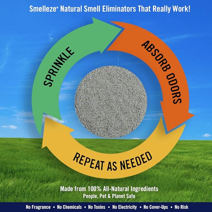 SMELLEZE Natural Ash Tray Odor Eliminator Deodorizer: 50 lb. Granules Unwanted Air Odors