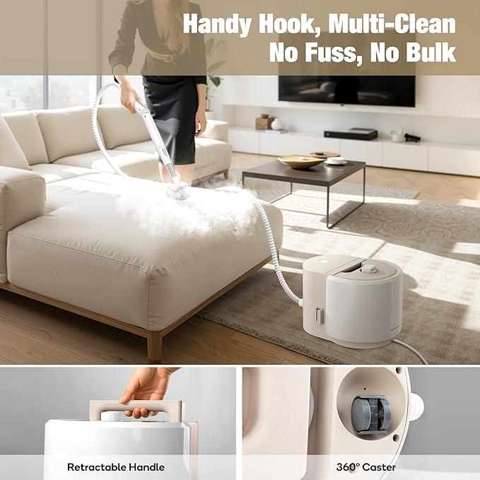 Newbealer Handheld Steamer for Cleaning Stainless Steel Boiler 12-Piece Accessory Kit Max 5 Bar Pressure Multi-Purpose Steam Cleaner for Floors Cars Furniture Upholstery and More