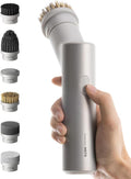HOTO Handheld Short-Handle Electric Spin Scrubber IPX7 Waterproof Cordless Scrubber Brush Bathroom Cleaning Brush Max 22 in-lb with 9 Brush Heads for Bathroom Shower Kitchen Sink Tile