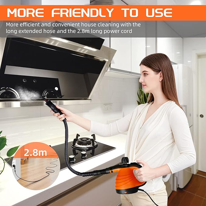 Handheld Steam Cleaner Steamer for Cleaning 350ml Large Capacity Multi-Purpose Steam Cleaners for Home Use with 9-Piece Accessories Powerful Steam Cleaner Machine for Home Auto Patio More