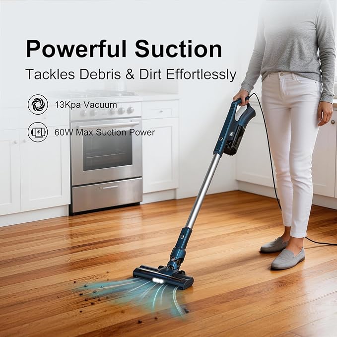 Corded Vacuum Cleaner Powerful Suction Dual Filtration with HEPA Filters One-Touch Dustbin Emptying Ultra-Lightweight &amp Portable Ideal for Home Cleaning 16.5-Foot Power Cord