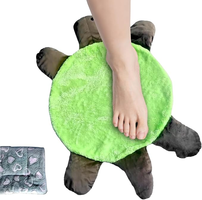 Turtle Foot Mop Cute Double-Sided Turtle-Shaped Washable Reusable Floor Cleaning Pad for Dust and Hair on Home and Office Floors (19.68 in)