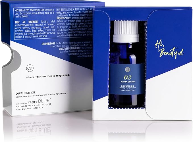 Capri Blue Diffuser Oil Refill - Premium Fragrance Oil - Use with Electric or Ultrasonic Diffusers for Home - Long Lasting Floral Scent (Aloha Orchid 0.5 fl oz)