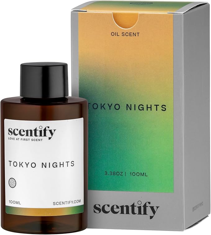 Scentify Tokyo Nights Aroma Oil Refill for Diffusers – Bergamot Grapefruit &amp Sandalwood Amber Woods – Luxury Aromatherapy Fragrance – 100ml / 3.38oz