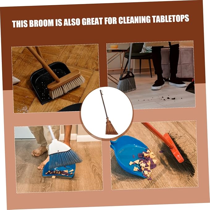 2pcs Mini Hand Broom Set Boys and Girls Cleaning Broom Natural Bristles for Boys and Girls Cleaning Tool Indoor Outdoor Use
