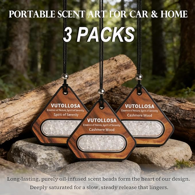 3 Pack Car Air Freshener &amp Car Deodorizer Cashmere Wood Scented - Long Lasting Hanging Car Air Fresheners for Women &amp Men Car Accessories by VUTOLLOSA