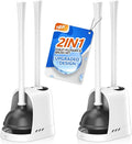Toilet Plunger and Brush 2 Pack Bowl Brush and Heavy Duty Toilet Plunger Set with Ventilated Holder 2-in-1 Toilet Brush and Plunger Combo for 5.3-inch Toilet Drain Bathroom Cleaning