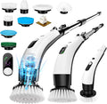 PUNOMO Electric Spin Scrubber 2026 Upgraded Cordless Cleaning Brush Bathroom Scrubber with 8 Replaceable Brush Heads Adjustable Long Handle Power Scrubber for Bathtub Shower Kitchen Floo