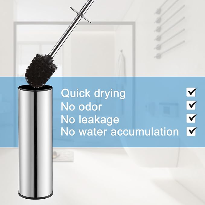 BGL Chrome Toilet Brush and HolderStainless Steel Toilet Brushes for Bathroom with Holder