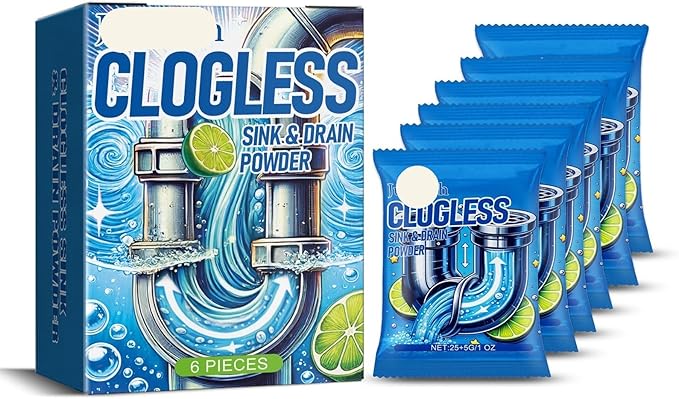 Drain Cleaner Powder - Unclog Kitchen &amp Toilet Drains Remove Grease Eliminate Odors Safe for All Pipe Types(1PCS)