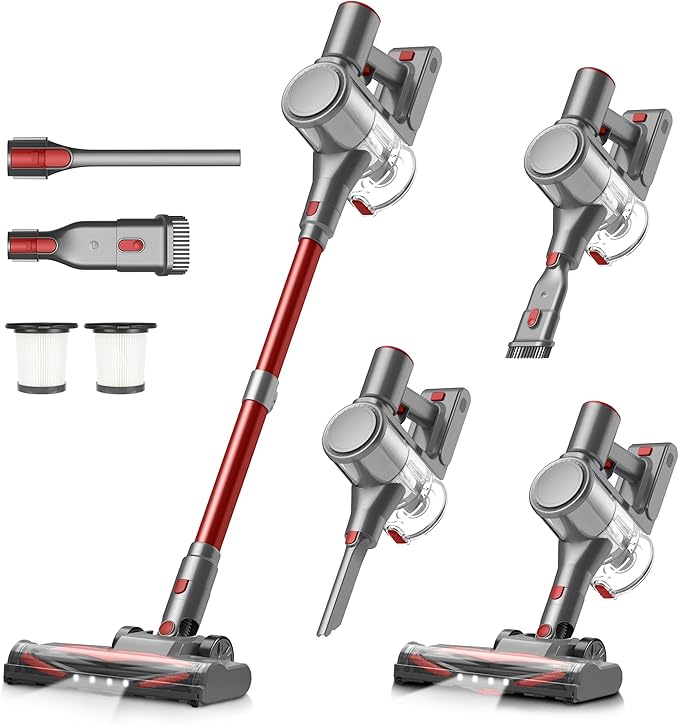 Zefiro Cordless Vacuum Cleaner for Home450W /40Kpa 50Mins Stick VacuumAnti-Tangle 1.5L Dust Cup Rechargeable Wireless Handheld Vacuum for Pet Hair/Carpet/Floor