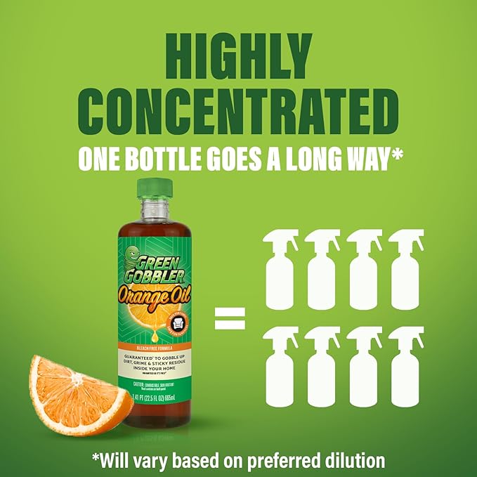 Green Gobbler Cold Pressed Orange Oil Concentrate - 22.5 oz (D-Limonene) Multi-Purpose Home and Outdoor Cleaner (2 PACK)