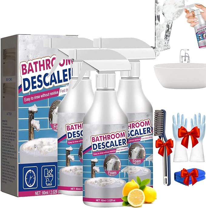 Life Sunny Bathroom Descaler Lifesunny Bathroom Cleaner Lifesunny Foam Cleaner Bathroom Descaler Stubborn Stains Cleaner for Bathroom Glass Wash Basin Bathtub (3pcs)