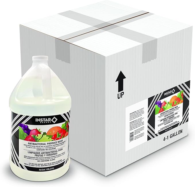 InStar Produce Wash &amp Cleaner - 1 Gal Liquid Concentrate (128 fl oz / 3.8 L) - 100% Natural - Each Bottle Makes 128 Gallons (450 L) of Liq Solution