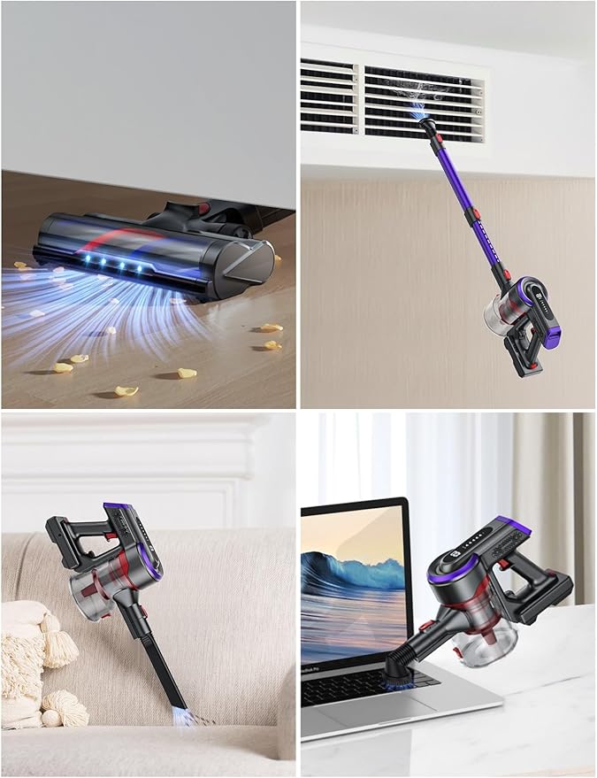BuTure VAC Cordless Vacuum Cleaner 450W 38Kpa Max 55 Mins Vacuum Cleaners for Home with Detachable Battery Stick Vacuums with Touch Display Handheld Vacuums for Hardwood Floor Carpet Pet Hair