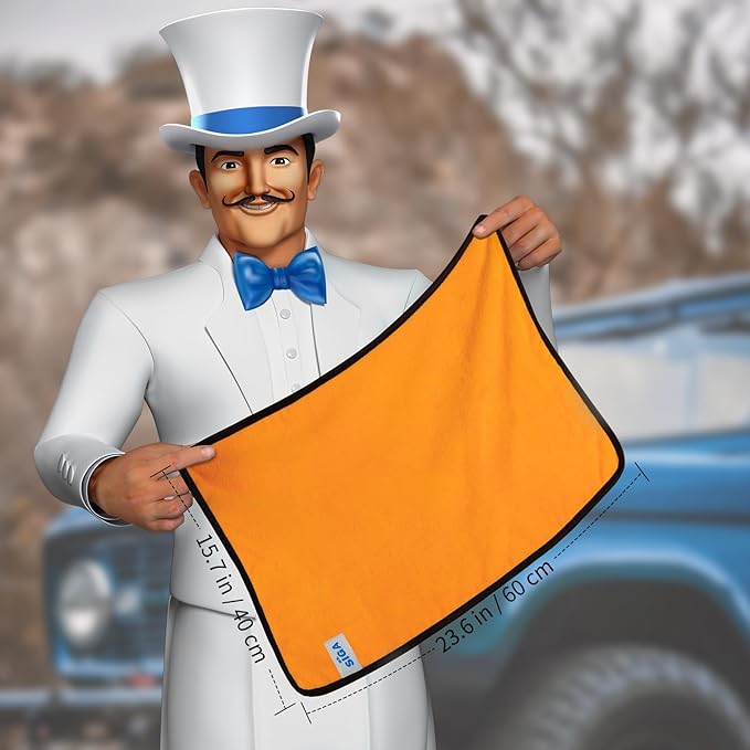 MR.SIGA Professional Premium Microfiber Towels for Cars Dual-Sided Car Washing and Detailing Towels Gold 15.7 x 23.6 inch 6 Pack